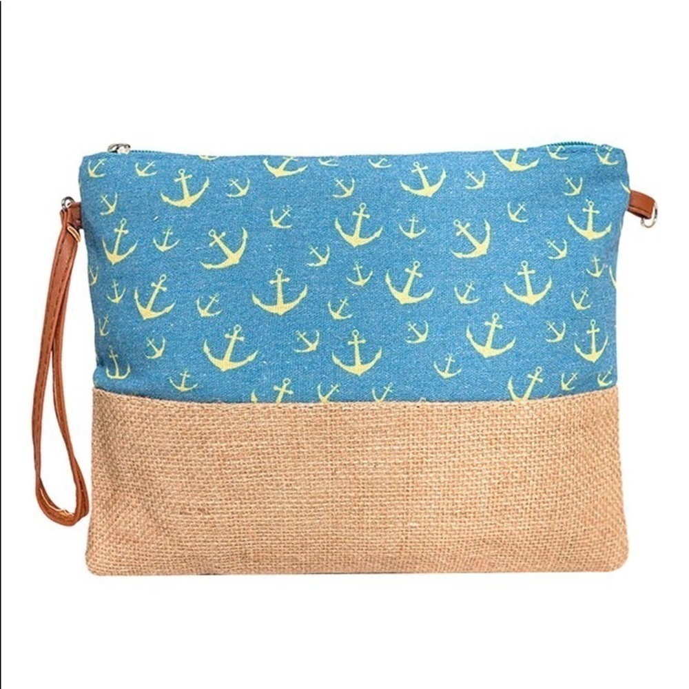 Blue Anchor Wristlet Pouch